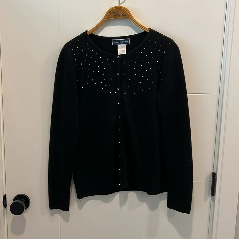 🚩 Karen Scott black button up sweater size small